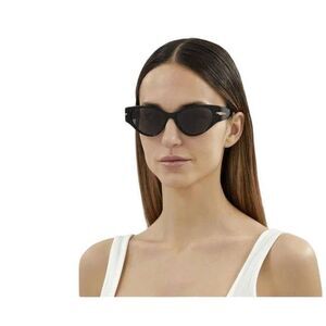 Sean John Solid Black Gold Cat-Eye Sunglasses NYC Club Style w NEW Leather Case